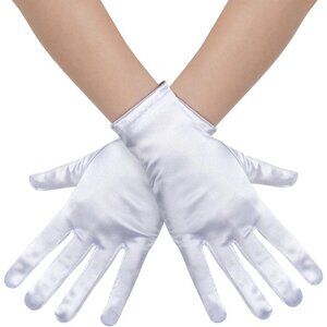 Women's Formal Short White Satin Gloves Bridal Wedding Banquet Party Costume